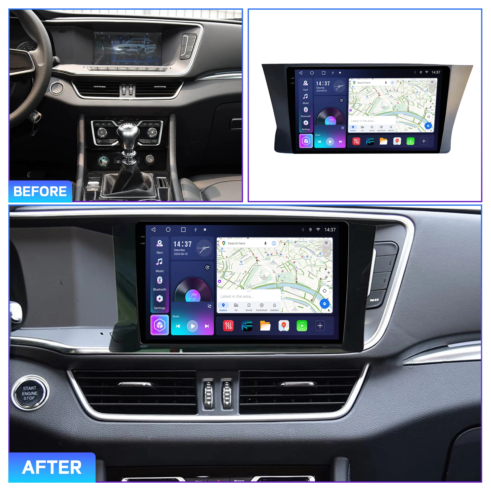 Penhui Android Car DVD Player 2 Din for Zotye T600 Couple 2017-2018 Multimedia Screen with DSP, Bluetooth, Audio & CarPlay