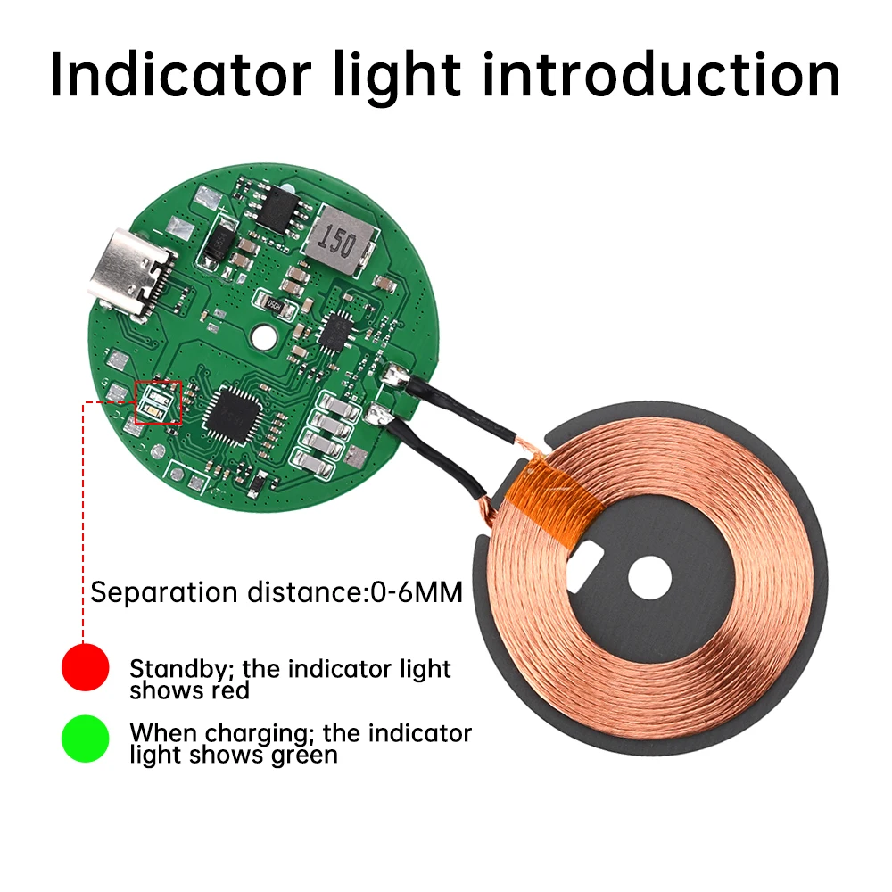 Transmitter Module Coil Circuit Board 5W/10W/15W/20W Type-c 5V/9V/12V/24V/QC/PD Fast Charging Wireless Charger Module PCBA DIY