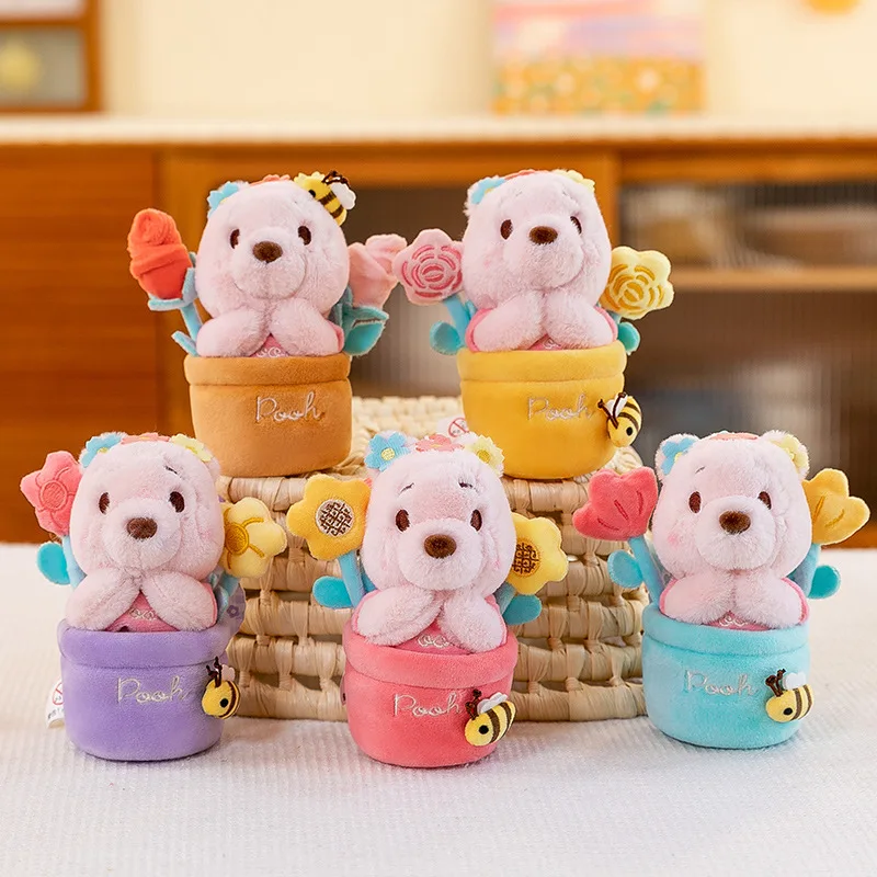 Disney Originele Pluche Sleutelhanger Blind Box Winnie De Poeh Kawaii Serie Bloem Hanger Potdemiel Echte Mysterieuze Box Kids Gift