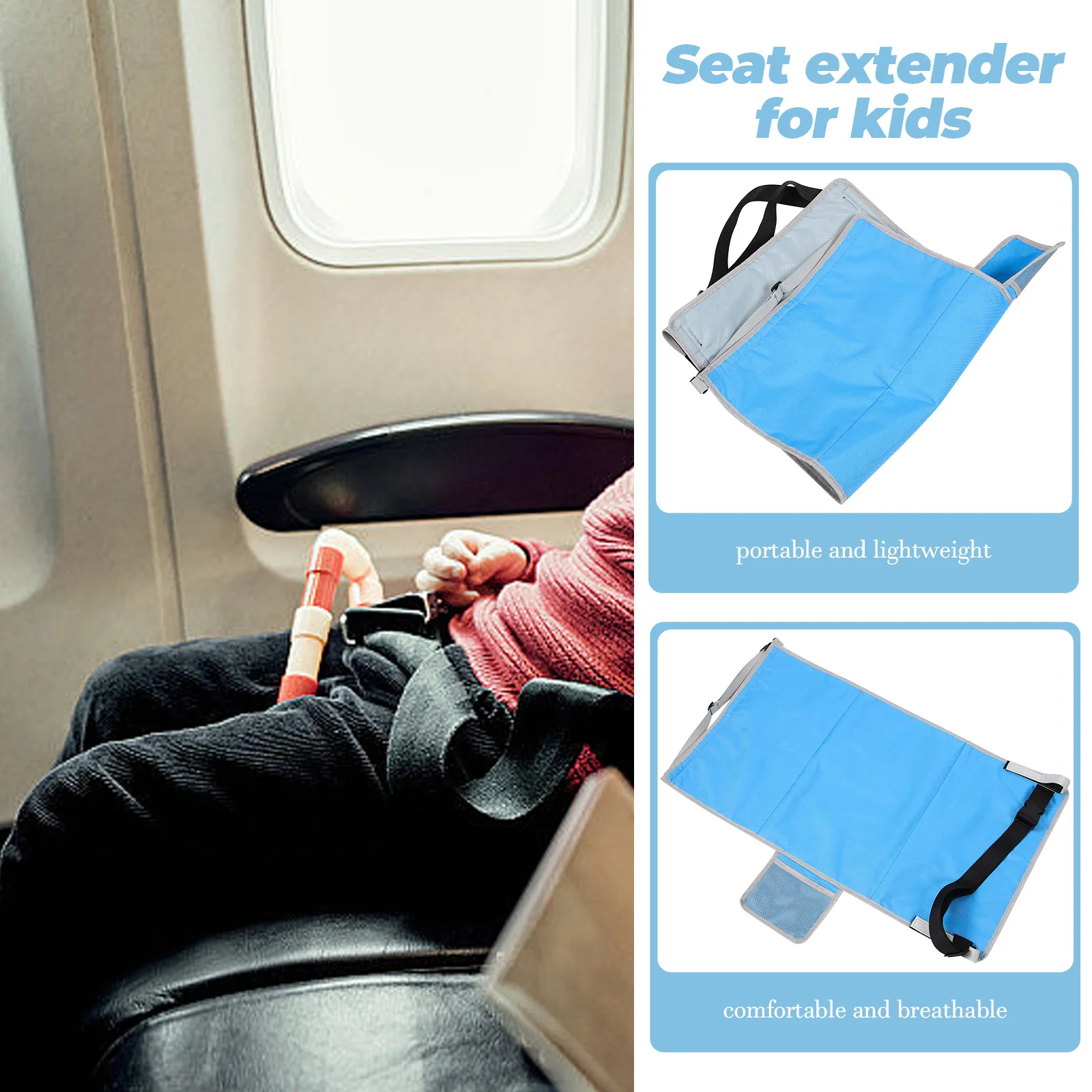 

Airplane Seat Extender Footrest Portable Kids Toddler Travel Bed Breathable Fabric Comfortable Children Foot Hammock Lightweight