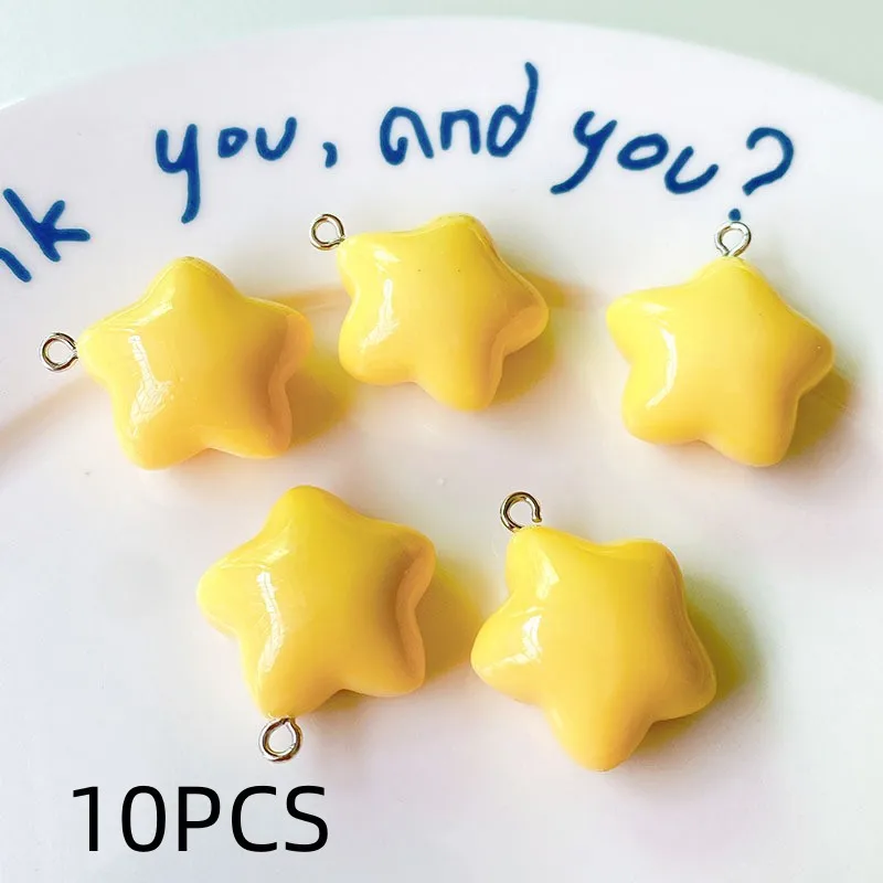 10 قطعة قلادة خماسية ثلاثية الأبعاد من الراتنج الملون الحلوى ، قلادة خماسية جميلة ، إكسسوارات قلادة على شكل نجمة ملونة 2025 #4