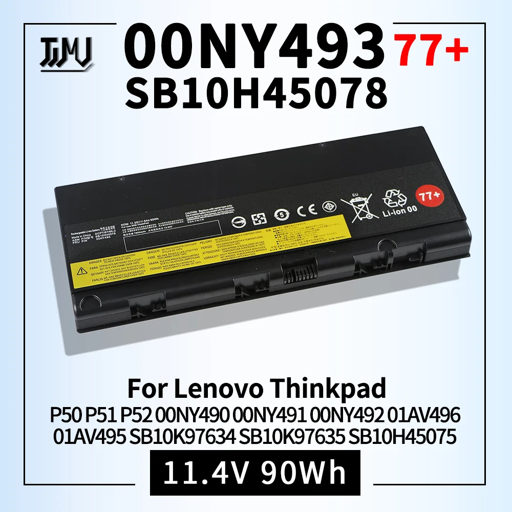 01AV477 00NY493 77+ Laptop Battery for Lenovo Thinkpad P50 P51 P52 00NY490 00NY491 00NY492 01AV496 01AV495 SB10K97634 SB10K97635