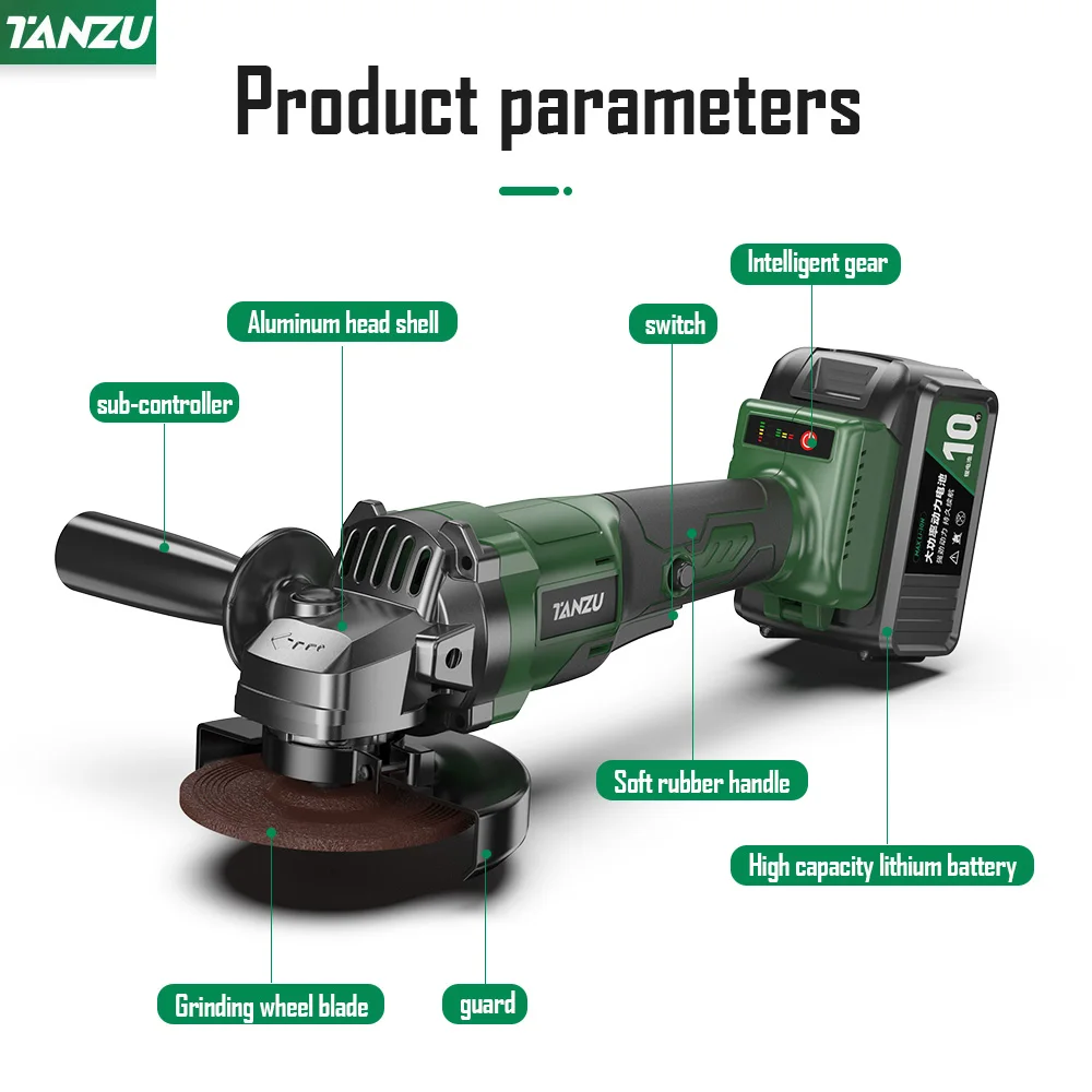 Brushless Angle Grinder com Bateria, Mini Cordless Polishing Machine, Diamond Cutting Machine, Electric Power Tool, 4 