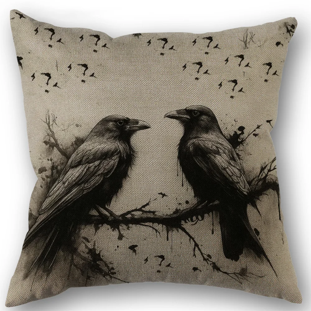 الغراب طباعة الديكور غطاء الوسادة رمي كيس وسادة للمنزل عيد ميلاد سعيد المخدة الديكور Gift7.3 #2