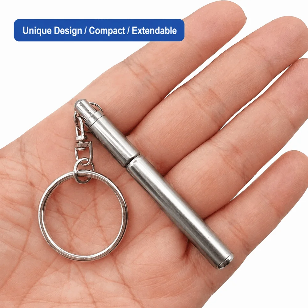 High Quality Stainless Steel Telescopic Pen Tiny Portable Mini Keychain Pen with Keychain Pocket Pen Gift