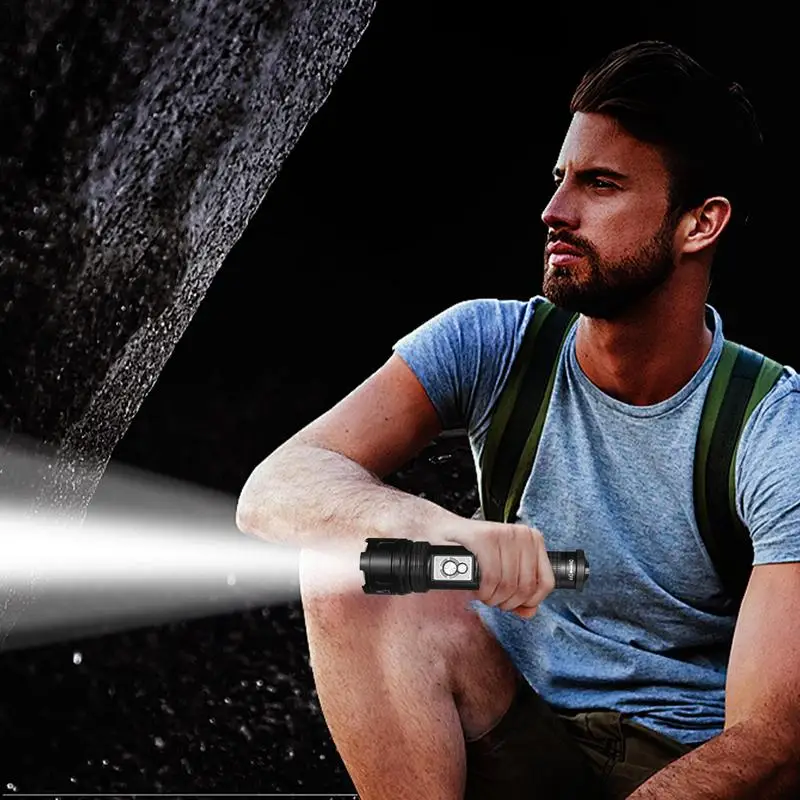 Led Torch Zoomable Multifunctional Camping Light 46 Modes Flashlights With Battery Indicator Portable Survival Tools For Hunting