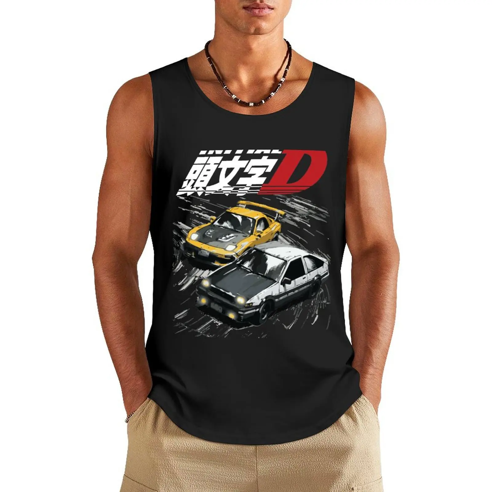 

Mountain Drift Racing Initial D Tandems AE86 vs FD rx-7 Tank Top Men's summer vest mens designer clothes men clothing