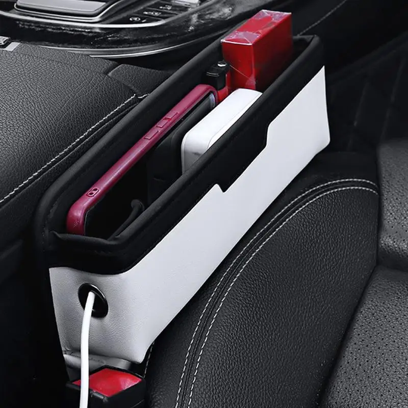 Between Seat Car Organizer Leather Storage Box Front Seat Car Inserts Between Seats Interior Accessories for Holds Mobile Phones