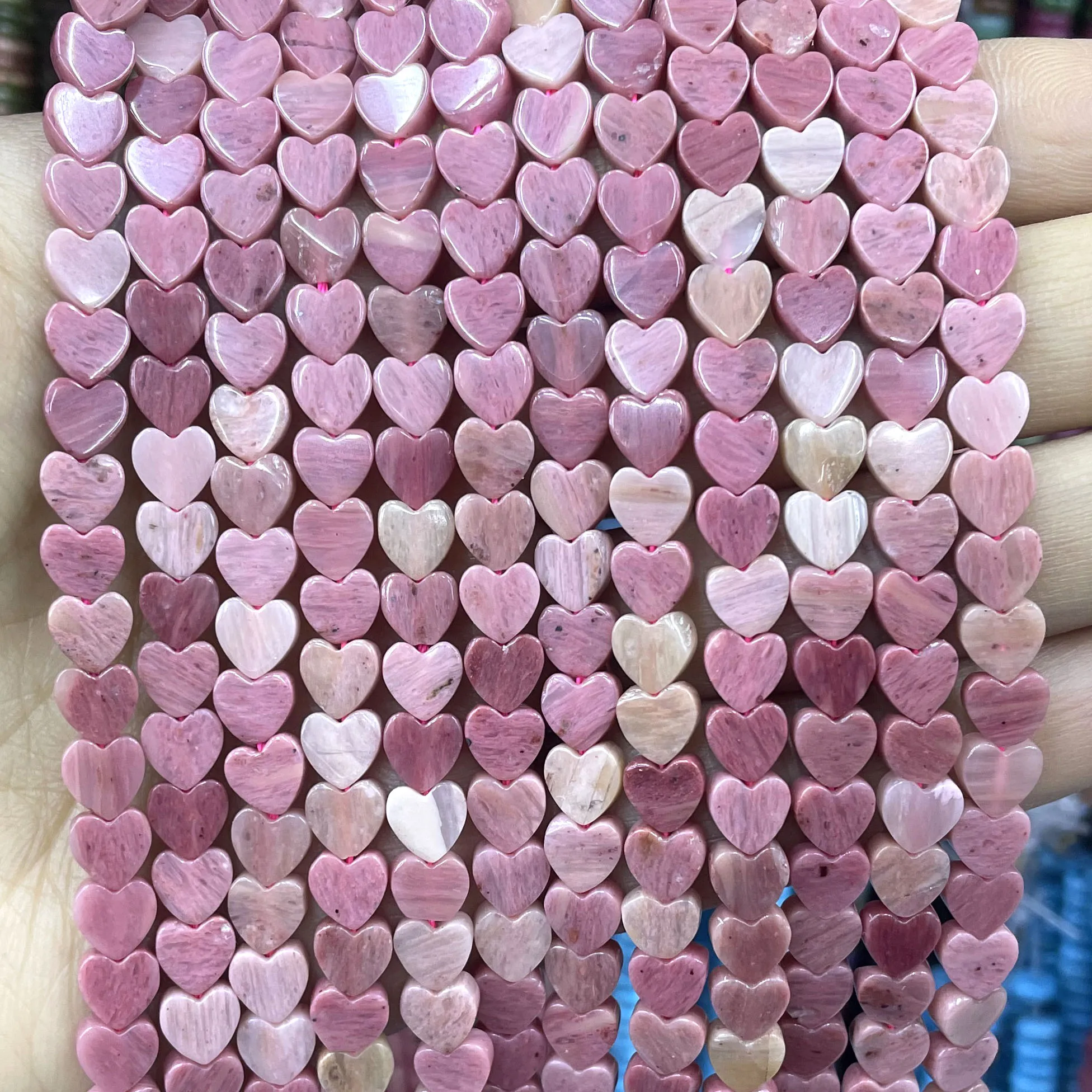 6MM Natural Heart Shape Red Rhodochrosite Loose Spacer Beads For Jewelry Making DIY Bracelet Earrings Necklace Accessories 7.5\'