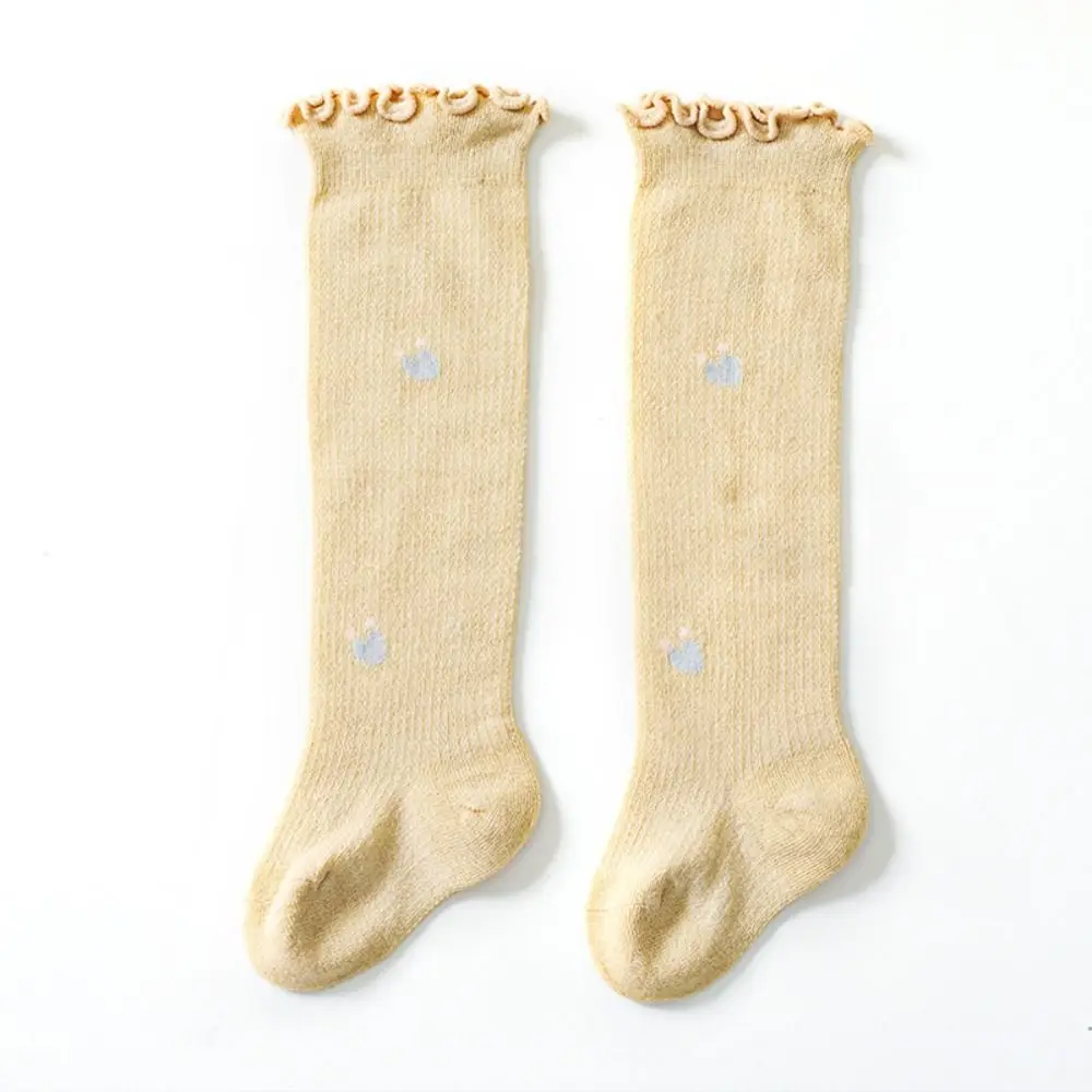 Fashion Summer Ruffle Knee Socks Mesh Solid Color Long Stockings Elastic Breathable Baby Socks Toddler