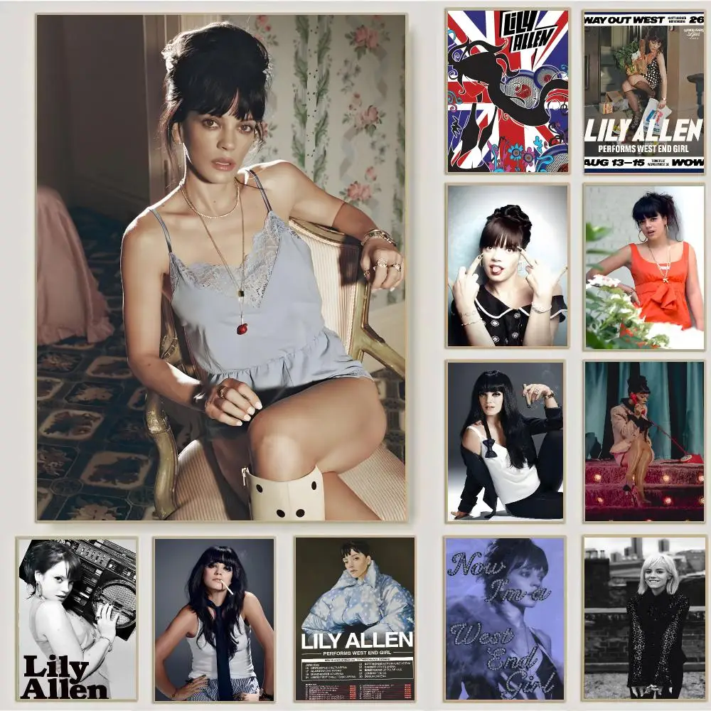 Lily Allen Singer Retro Pop Poster Waterproof Sticky Wall Art Print For Bedroom Living Room Hallway Bar Home Decor