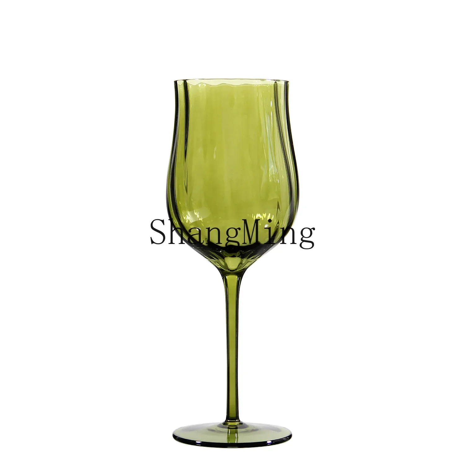 CL Pre-owned Red Wine Glass Creative Blown Green High-Value Goblet Vintage Simple Handmade Wine Glass