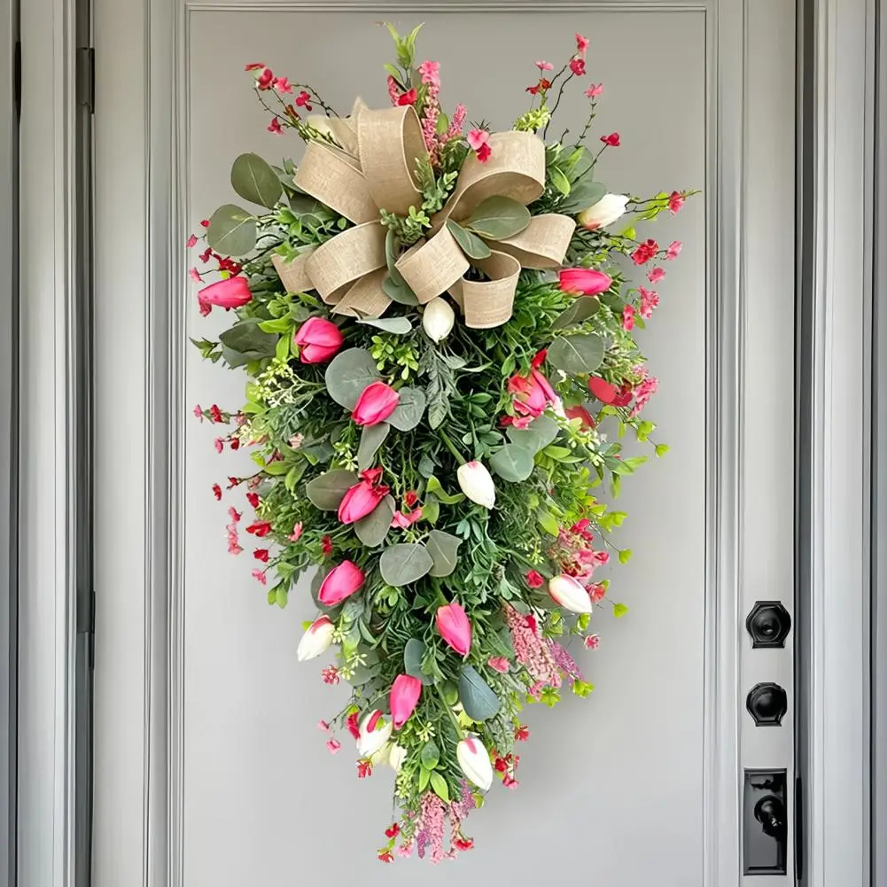 

Reusable Decorative Wreath for Front Door Spring Artificial Exquisite Shape Wreath for Farmhouse Kitchen Wall Mantel Decor