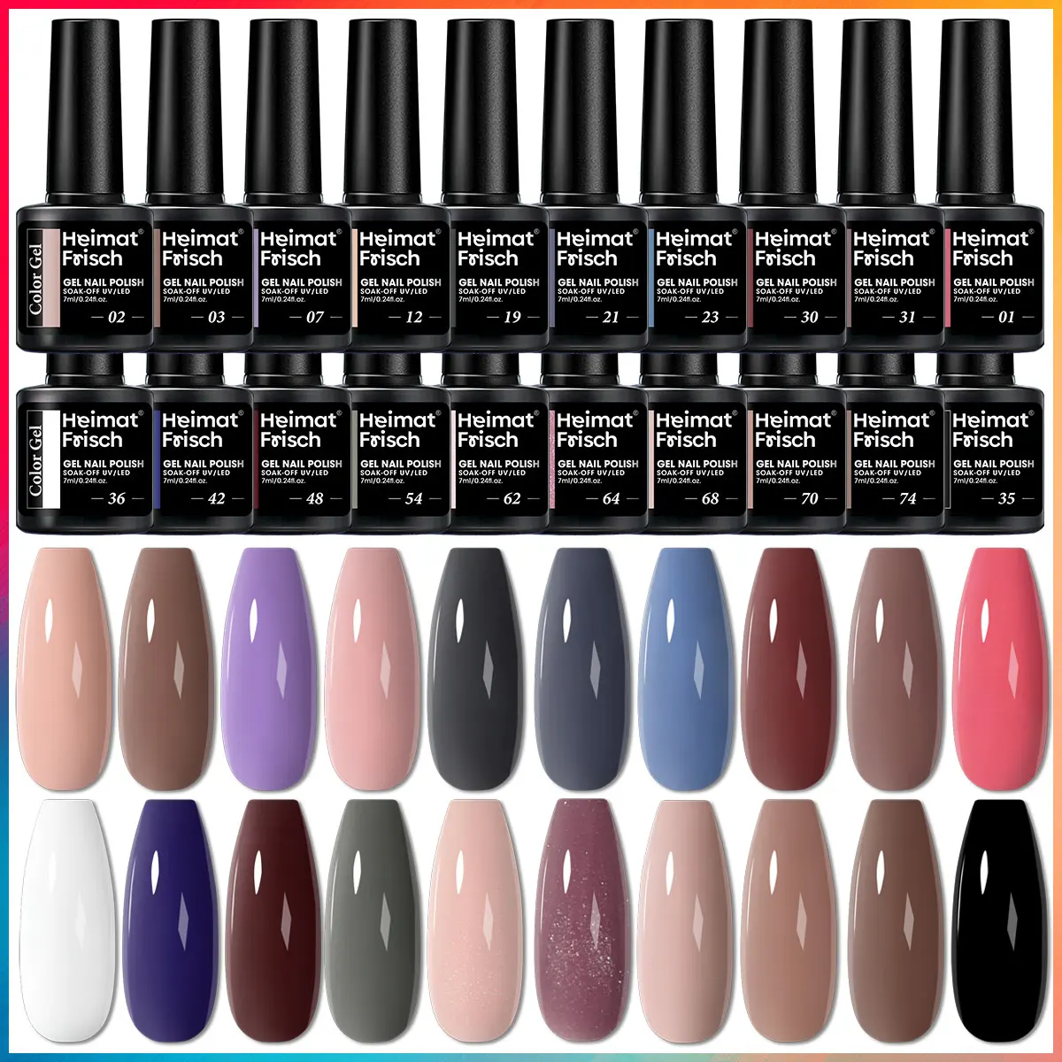 7ml gel nail polish set, classic color, semi permanent water absorption paint film, suitable for home and hair salon fingernails