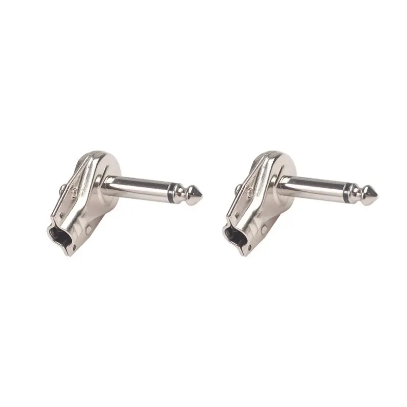 RTENTE-40Pcs 90Degree Right Angle 6.35 Mm Mono 2 Pole Jack Plug 6.35Mm Guitar Phono Pancake 1/4 Inch Connector,Silver