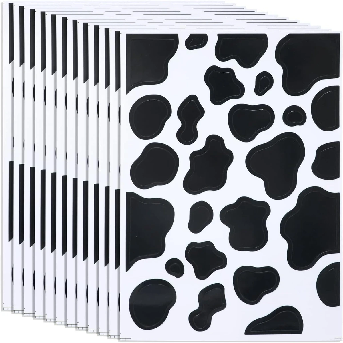 130Pcs Cow Print Stickers Self-Adhesive Black Cow Pattern Decals Decorative Black Spot Stickers for Cow Theme Party Decor,Crafts