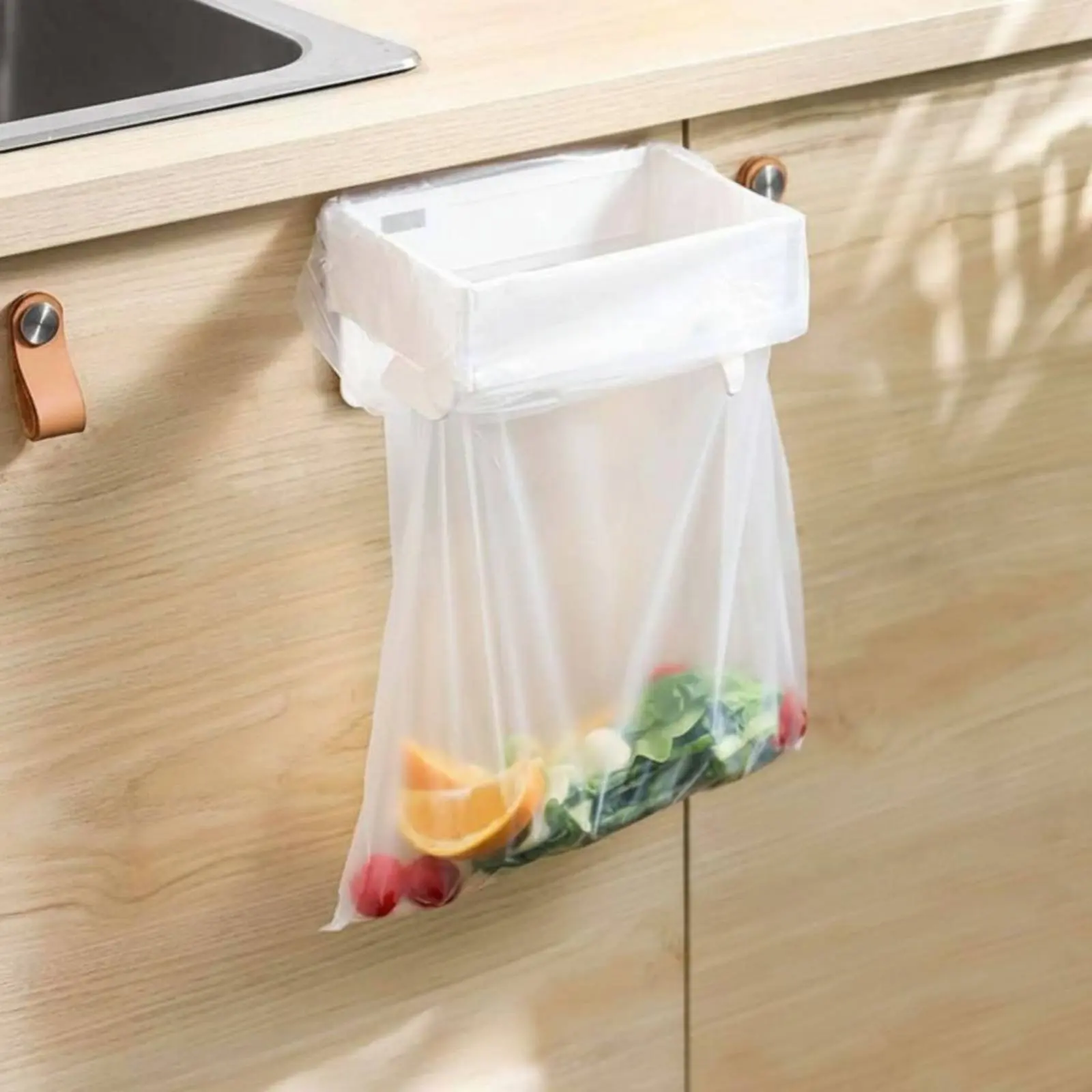 Foldable Trash Bag Holder Space-Saving Cabinet Door Garbage Bag Holder Household Storage No Drill for Bathroom
