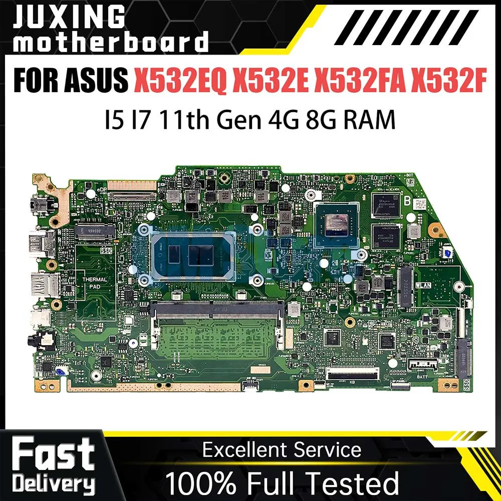 

Notebook MainBoard For ASUS VivoBook X532EQ X532E X532EQ X532FA X532F Laptop Motherboard With i3 i5 i7 11th CPU 4G 8G RAM