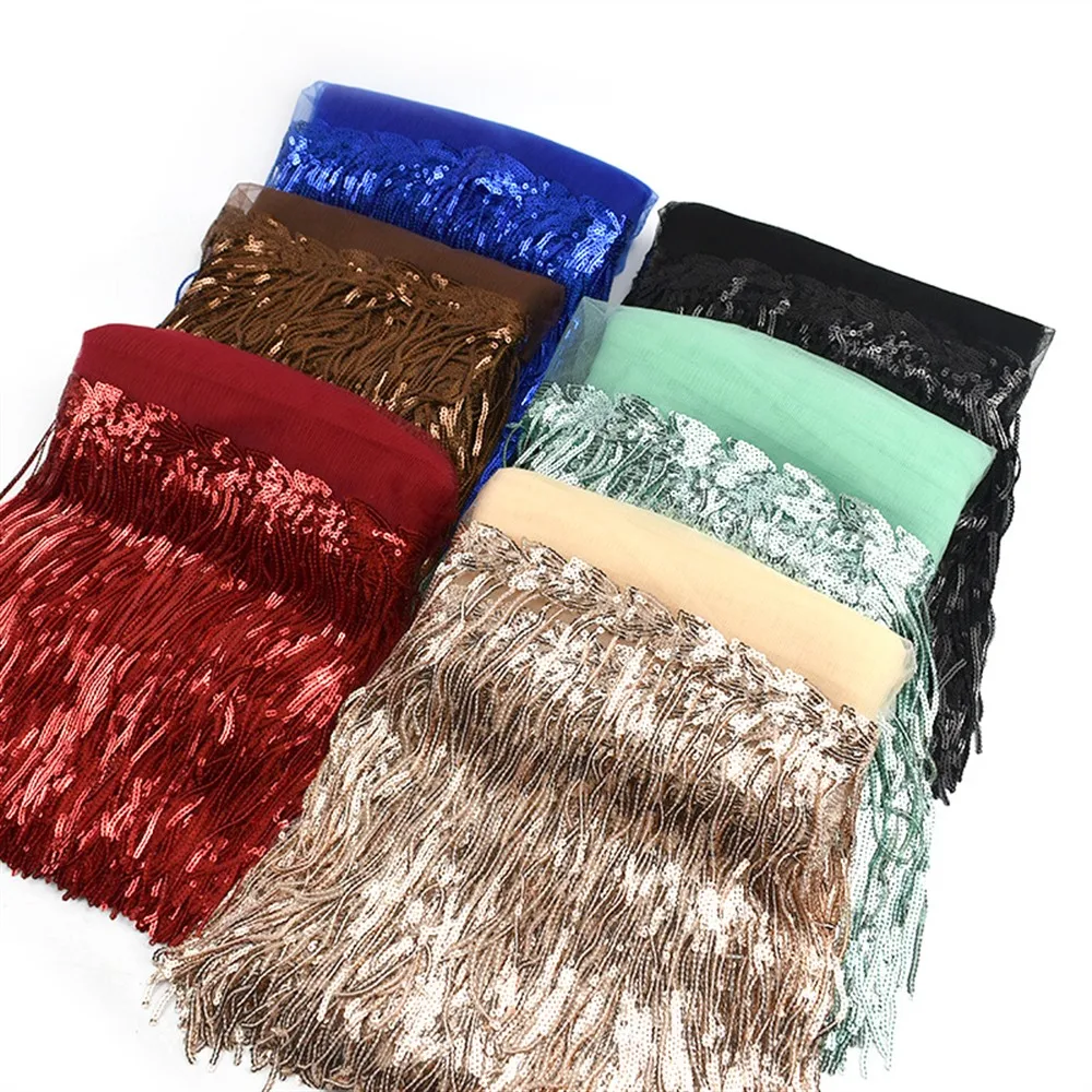 1~9 Yards Width 30cm DIY Wedding Party Dress Fabric Trims Fringe Tassel Sequins Lace Ribbon Handmade Sewing Clothes Accessories