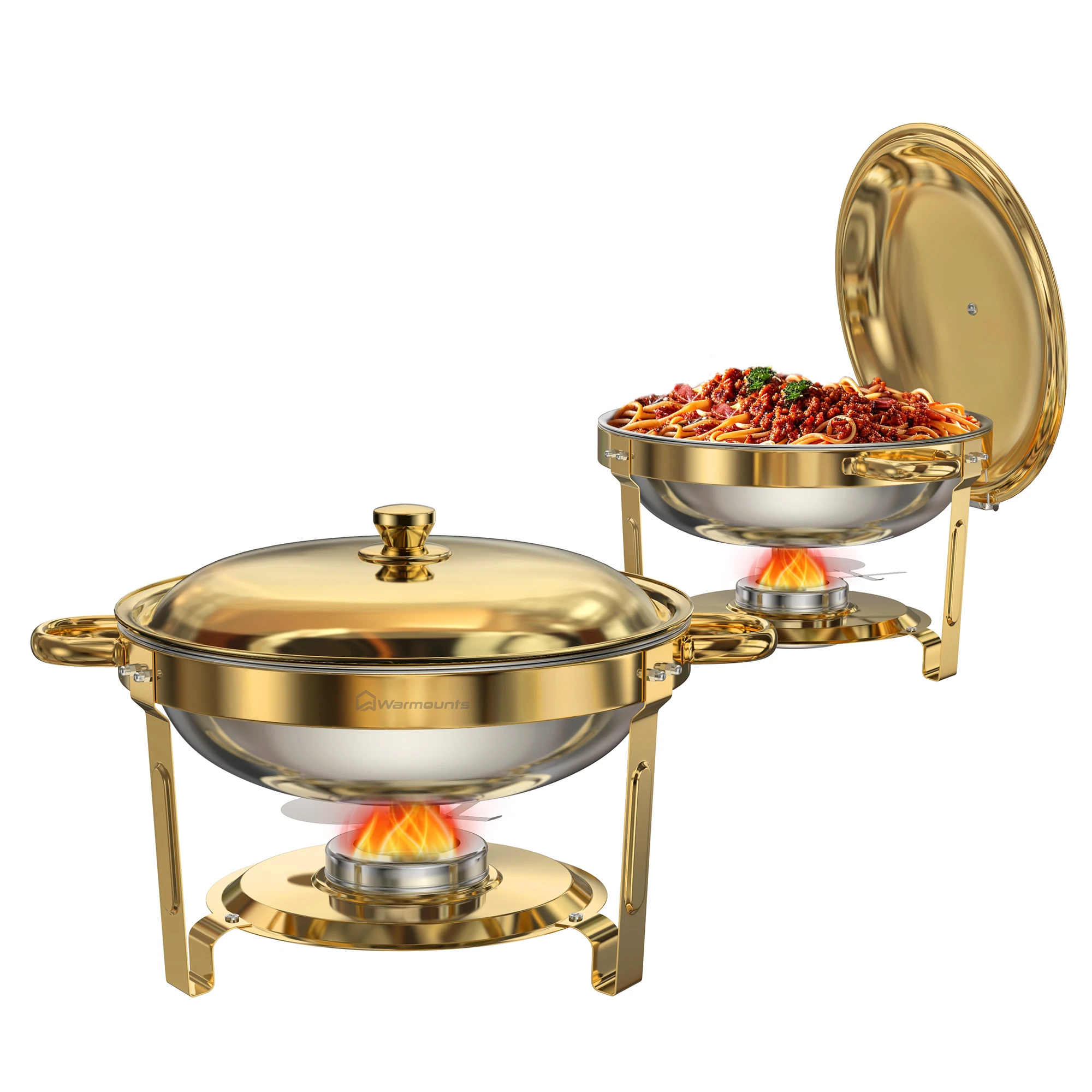 2/4Set Round Chafing Dishes for Buffet 5 Qt,High Grade Chafing Dish Buffet Set Food Warmers for Parties,Buffet,Wedding, Birthday