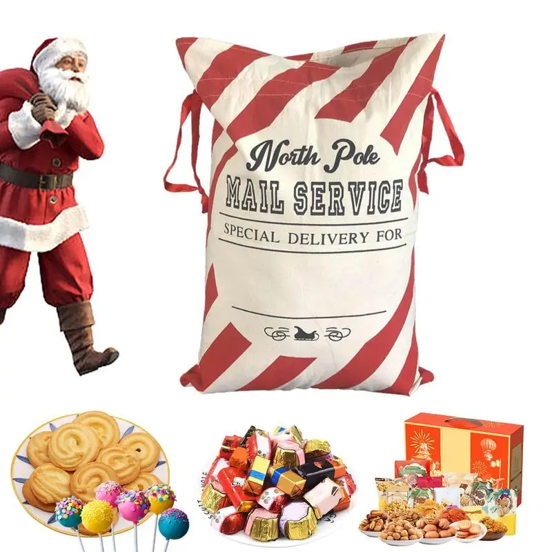 

Santa Sacks Christmas Gift Drawstring Canvas Santa Bag Large Santa Claus Gift Bag Santa Bag Home Decoration