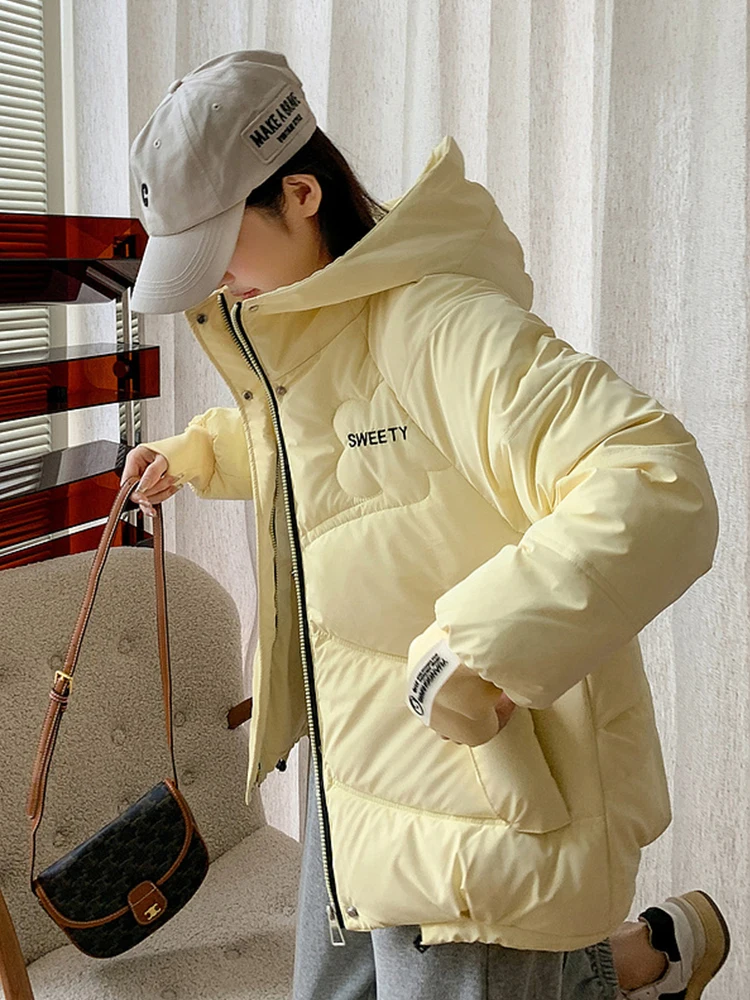 

Новая зимняя женская утепленная хлопковая куртка свободного кроя, повседневная, дышащая, с длинными рукавами, однотонная, без капюшона