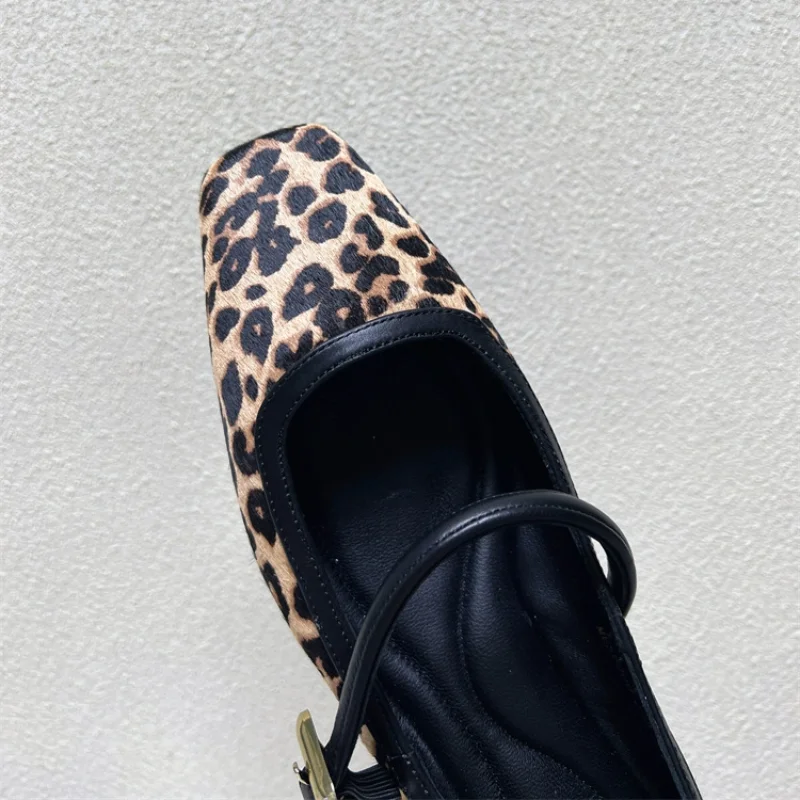 Fashion Women's Flat Shoes Round Toe Leopard Print Casual Shoes Womens Breathable Slip-on Outdoor Soft Mary Jane Shoes Zapatos