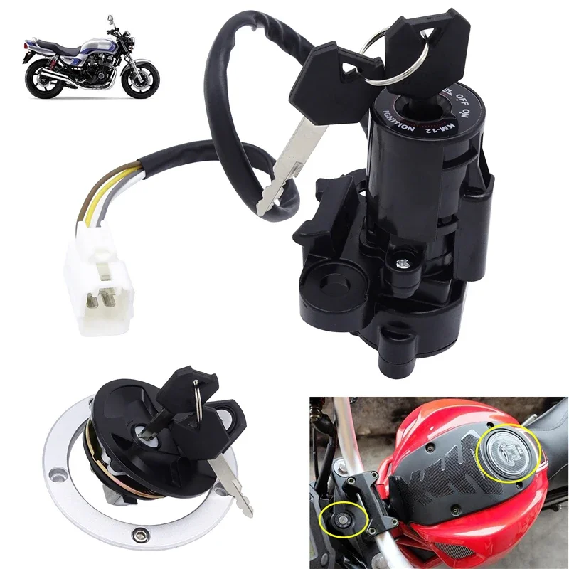 1 Set Motorcycle Ignition Start Switch Lock Fuel Tank Cap Cover Helmet Seat with 2 Key Kit  for Kawasaki Z1000 2010-2016