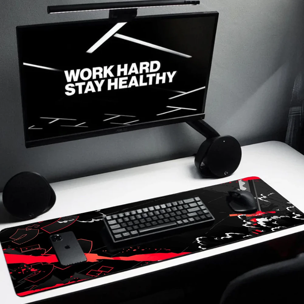 Imagem -02 - Mousepad Preto para Computador Gamer Tapetes de Teclado Mouse Pad do Escritório Tapetes Anime Tapete de Jogo Deskpad Deskpad 90x40 mm 100x50 mm 120x60 mm