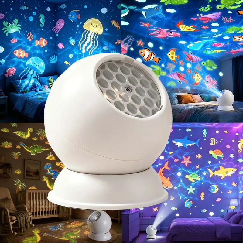 LED Starry Projector Light Underwater World Ocean Rotating Dynamic Projection Night Light USB Plug-in Ambient Lamp Decorative