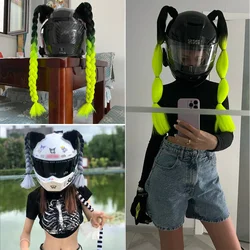 Hot 2 sztuk/para kask motocyklowy warkocze kobieta warkocze peruka do kasków motocyklowych Multicolor Twist podwójny warkocz kucyk z przyssawką