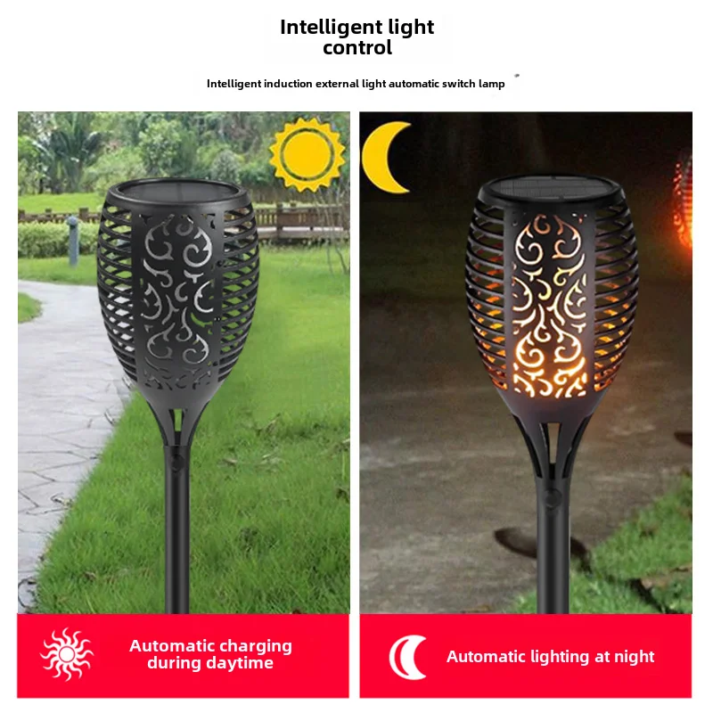 Cross-border solar flame light 96led torch outdoor garden lawn courtyard decorative light ground landscape light