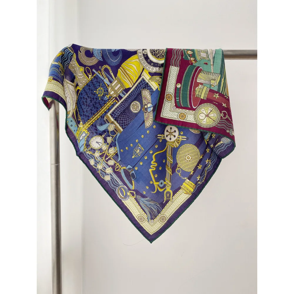 

Silk Wool Scarf Winter Warm Scarfs Women Female Scarfs Hand Rolled Shawls Square Bandanas Clothing Christmas Accessories 65CM