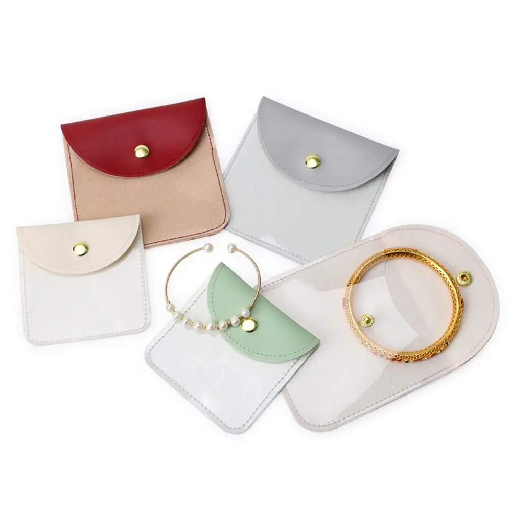

5pcs Snap Button Jewelry Packaging Bags Transparent Ear Studs Case Earrings Ring Storage Pouch Jewlery Organizer Exquisite