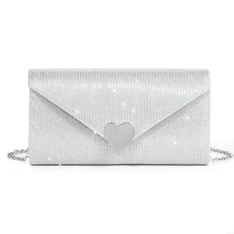 

Women Elegant Shoulder Bag Heart Evening Bag Chain Strap Evening Handbag Purse for Party for Weddings 547A