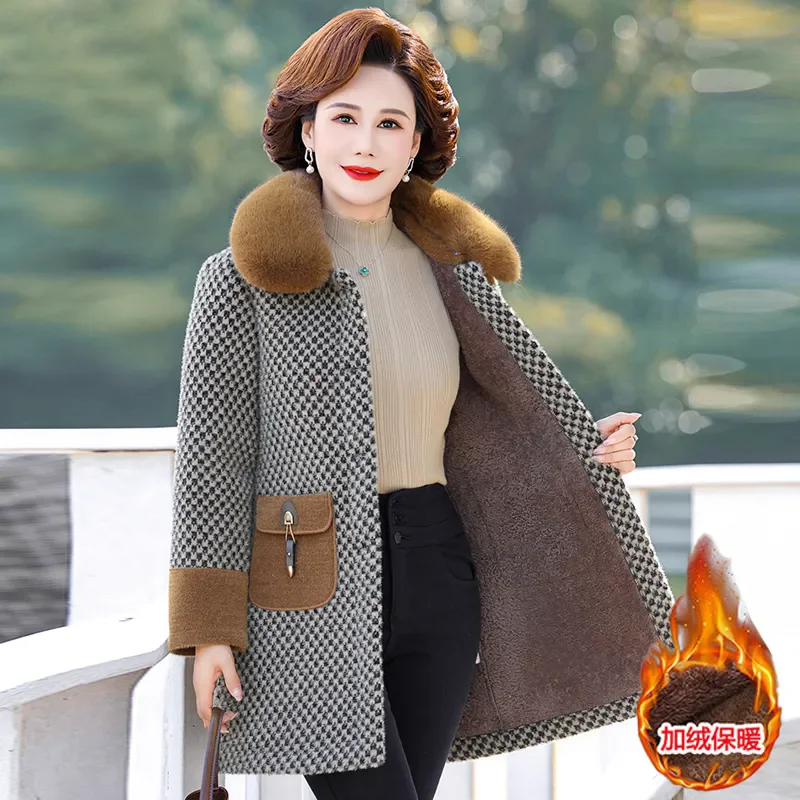 

Winter New Thick Warm Parker Jacket Fashion Loose Mid-length Cotton-Padded Coat Women's Overcoat Imitation Mink Fleece Coat