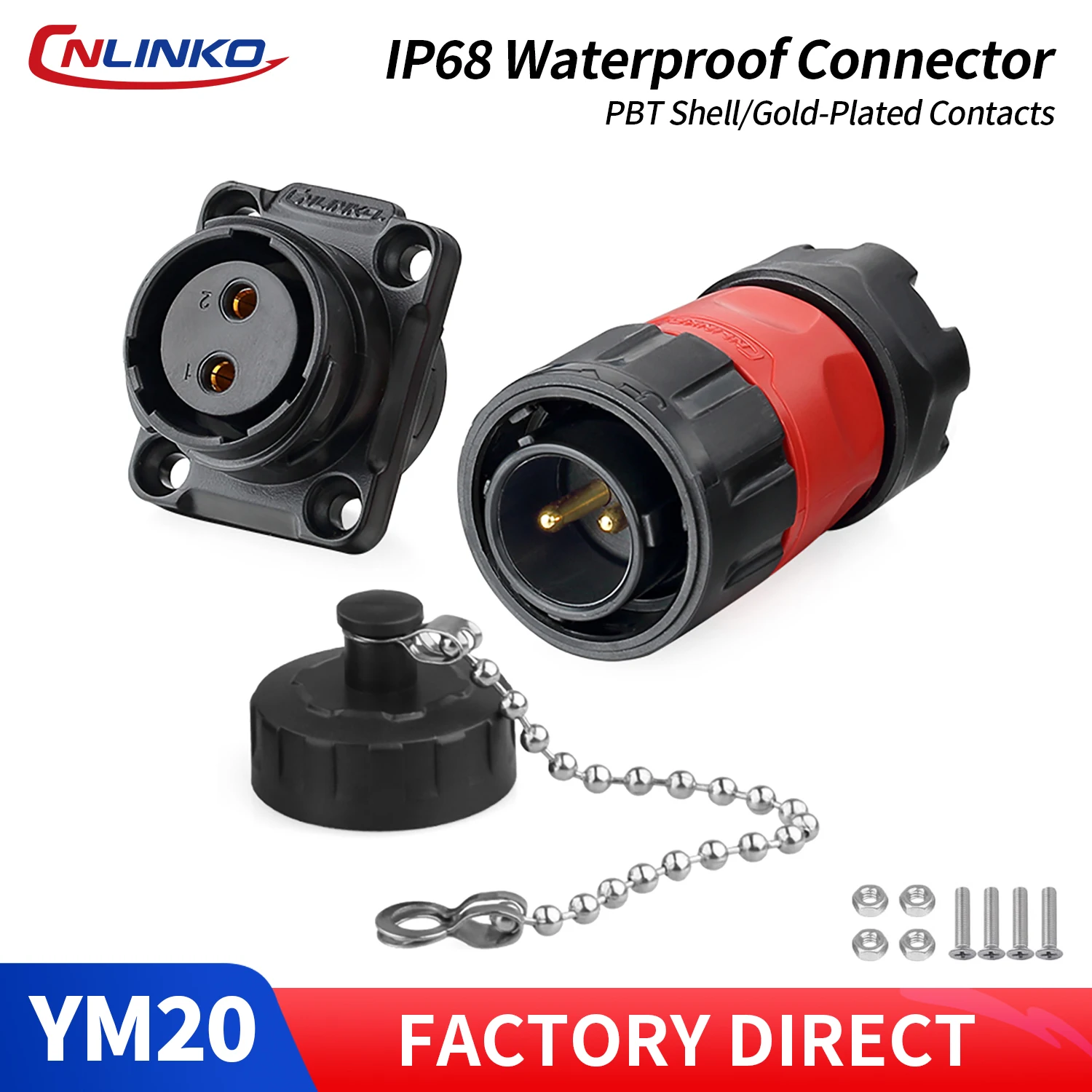 CNLINKO M20 2/3/4/7/9 Pin Industriesteckverbinder PBT Panelmontage 12V 5A-20A Wasserdicht IP68 für Industrie, Marine & Outdoor-Einsatz