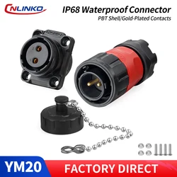 CNLINKO M20 2/3/4/7/9 Pin Industrial Connector PBT Panel Mount 12V 5A-20A Waterproof IP68 for Industrial Marine & Outdoor Use