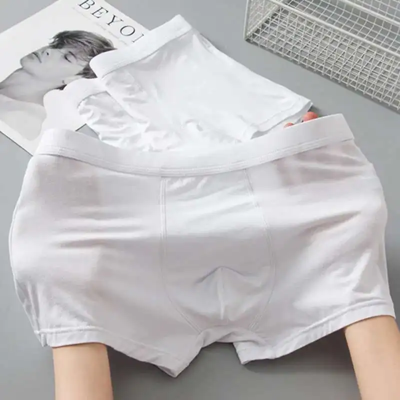 

chaojia xiaomi mao Bamboo Fiber White Underwear Men Breathable Solid Boxer Shorts Soft Sexy Panties Sets Male Interior Clothing