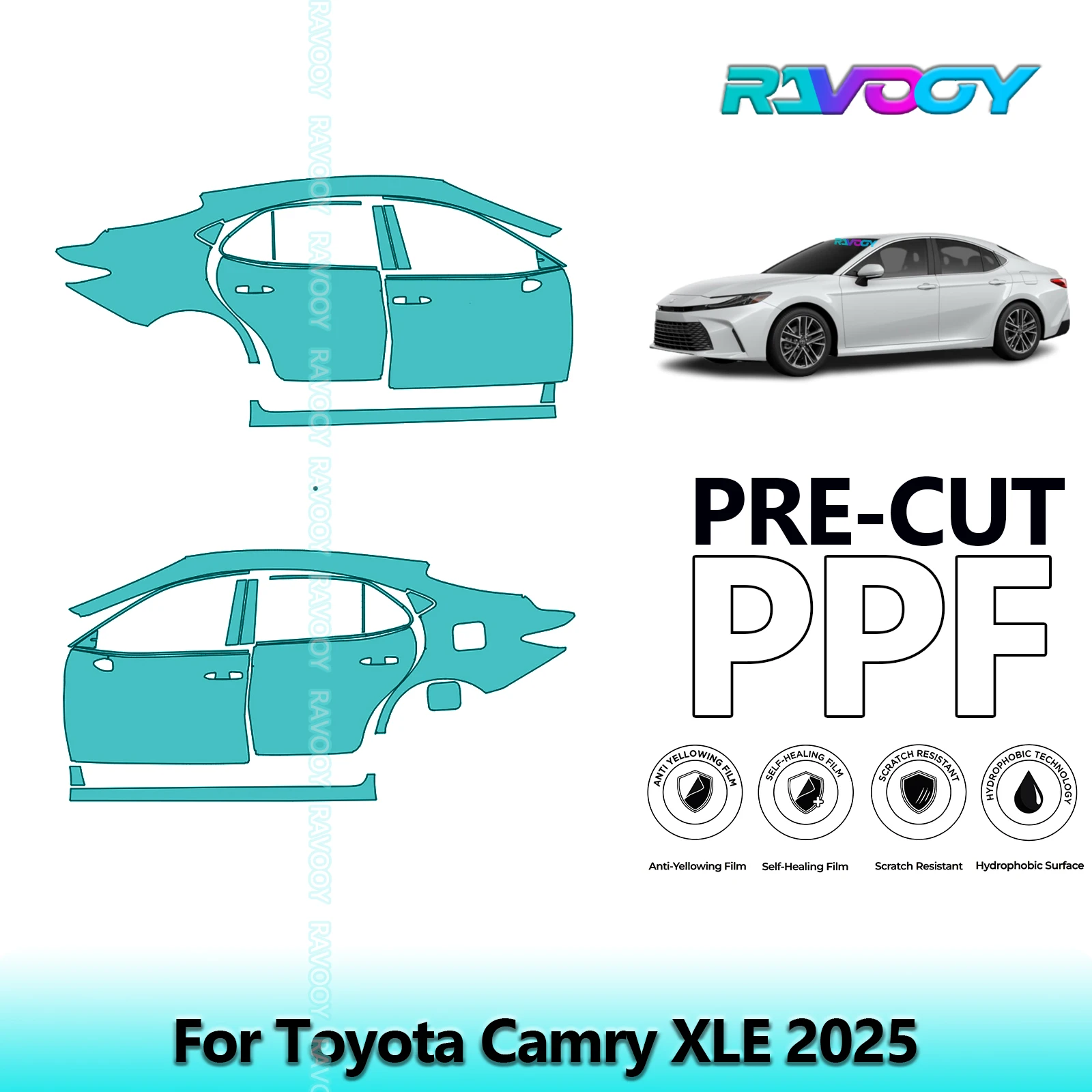 

For Toyota Camry XLE 2025 8.5mil Clear Matte Pre-Cut PPF Door & A/B Pillar Kit TPU Paint Protection Film Set