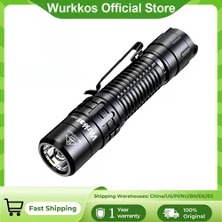 Wurkkos TD02 Tactical Flashlight 2000LM Pocket Torch 18650 Rechargeable EDC Type-C Charging Port Tail Switch IPX8 Waterproof