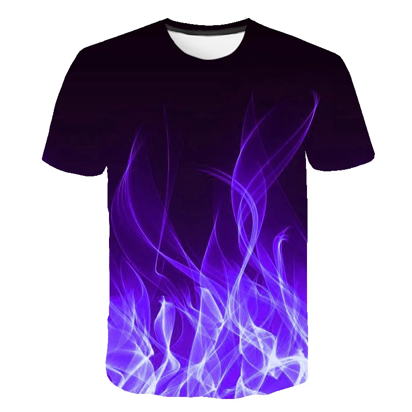 Colorful Flame  3D Printing T Shirt Man Summer O-Neck Short Sleeve Oversized Top Casual Tee Loose Streetwear Harajaku