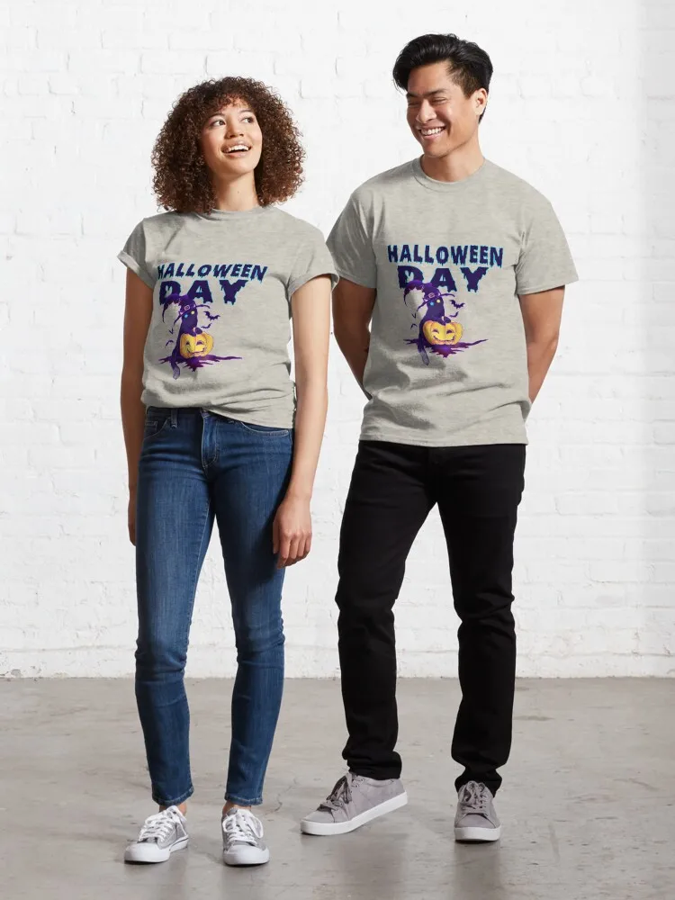 Halloween Carved Pumpkin Cat Classic T-Shirt  Prevalent Leisure Cotton  Tees