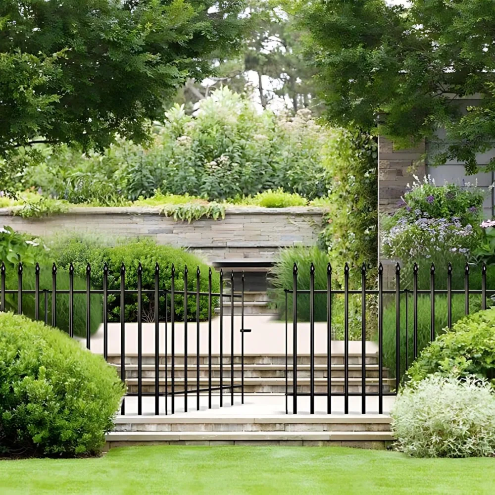 

36 inch H x 28 inch W 5 Panels (4 Panels + 1 Gate) Total Length 11.6 ft, No Dig Border Fence Landscape Fencing for Dog, Yard
