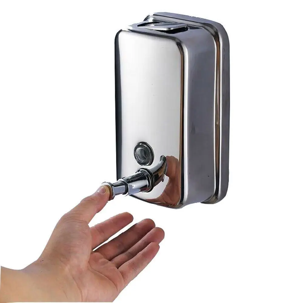 

500ml Silver Stainless Steel Wall Mount Liquid Soap Dispenser Shampoo Lotion Pump for Kitchen Bathroom Use Liquid Soap Dispenser