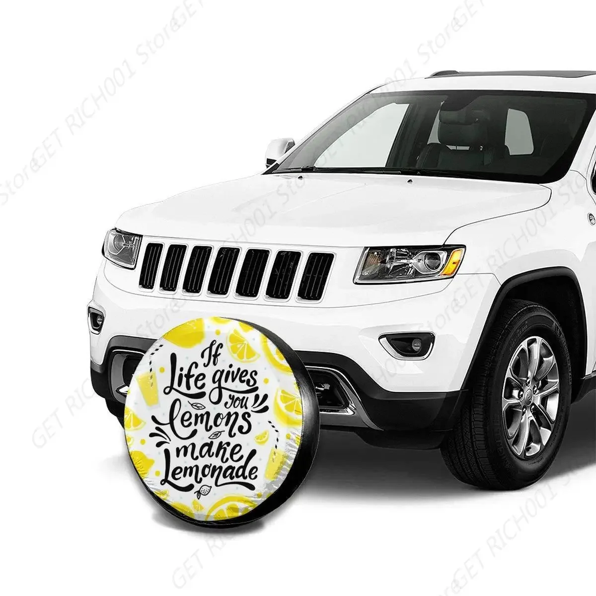 Spare Tire Cover If Life Gives You Lemons Make Lemonade Waterproof Wheel Covers for Truck Car Vehicles 14 In Yellow White Black