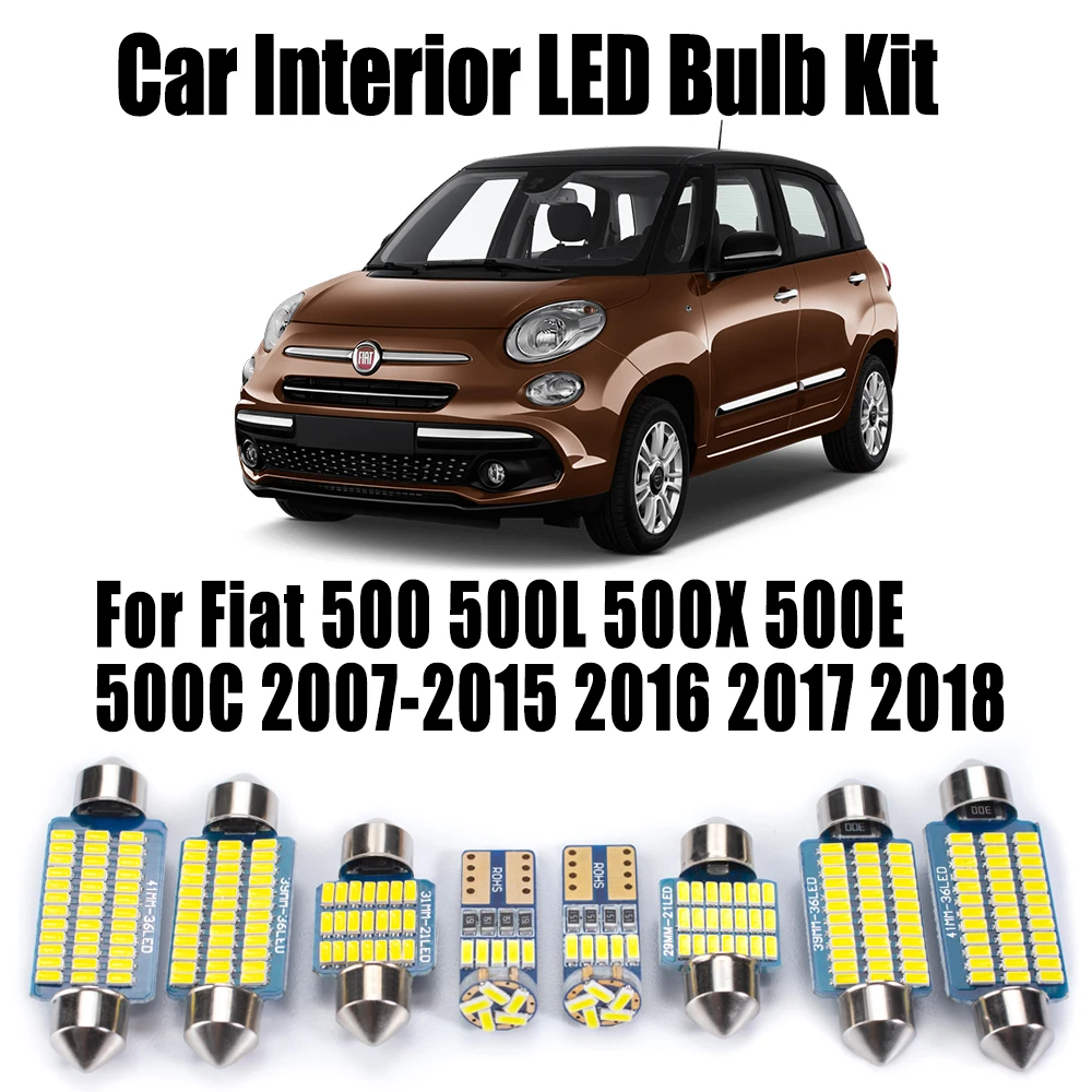 

Автомобильные аксессуары Canbus для Fiat 500 500L 500X 500E 500C 2007-2017 2018, светодиодный внутренний купольный светильник для багажника, комплект ламп для чтения