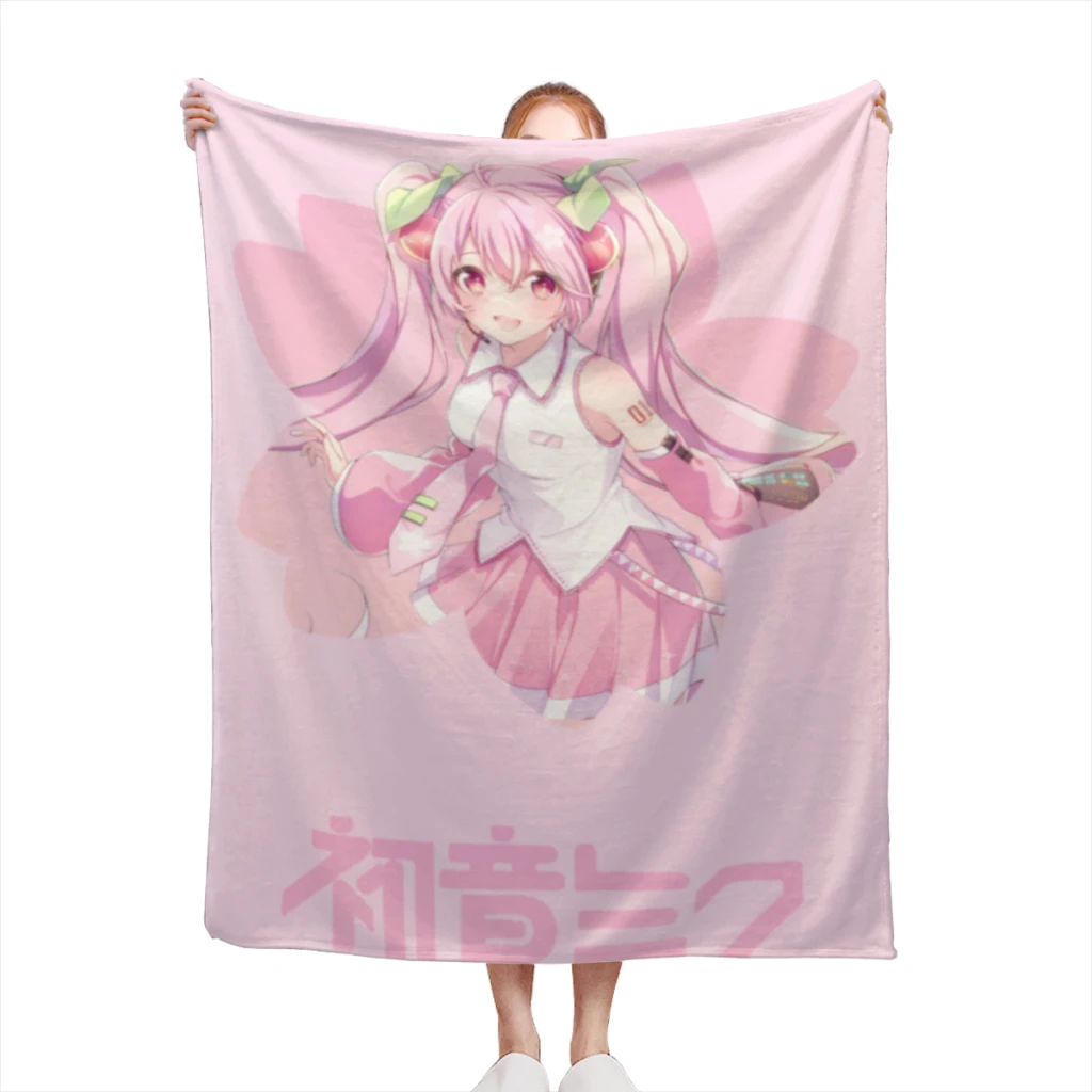 

Hatsune Miku Blanket Flange Textile Decor Portable Super Soft Throw Blankets for Home Office Plush Thin Quilt