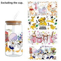 4 Sets Disney Classic Characters Stickers Pack Mickey Donald Goofy Marie Lion King Winnie Pooh Glitter 3D Crystal Vinyl Decal fo