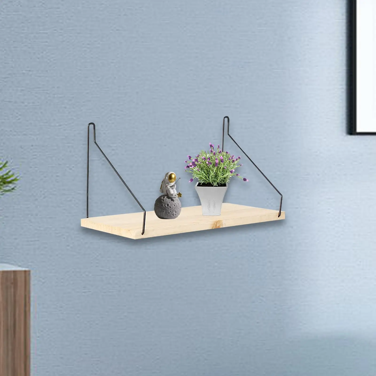 Wall Mounted Wood Storage Rack Wall Storage Shelf Organizer Wall Hanging Display Shelf for Bedroom Bathroom Mini Planter